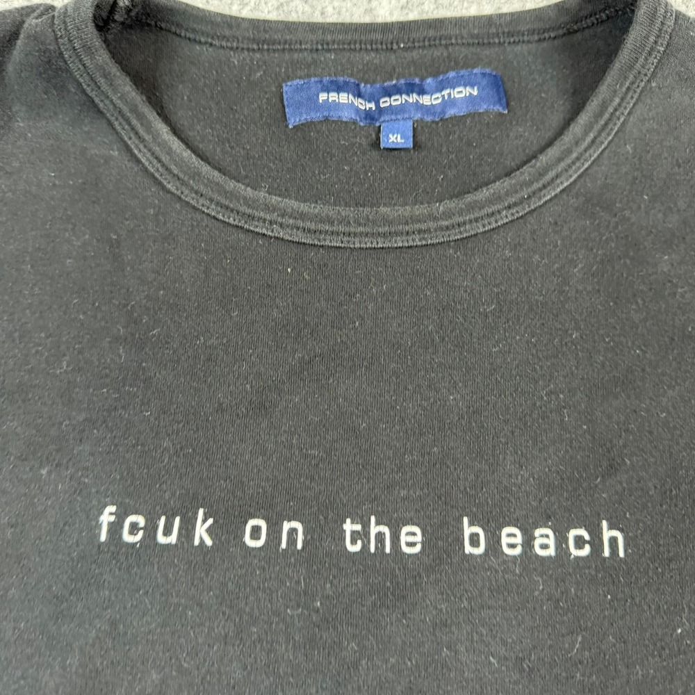 French Connection T-Shirt Mens XL Black fcuk Graphic Short Sleeve Vintage Y2k
